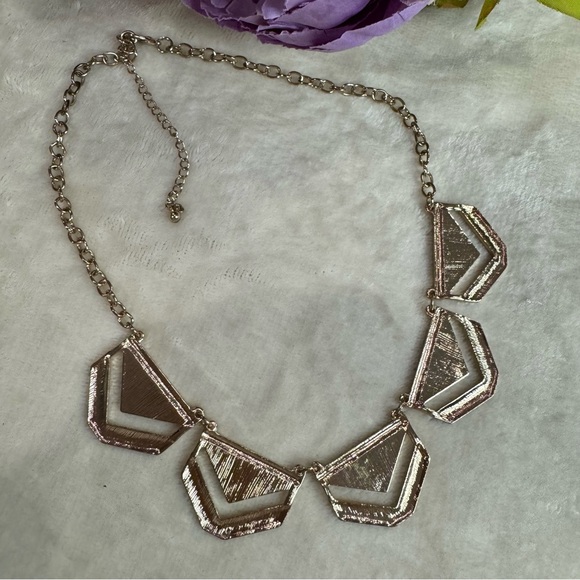 Gold Abalone-like Geometric Statement Necklace - Picture 4 of 4